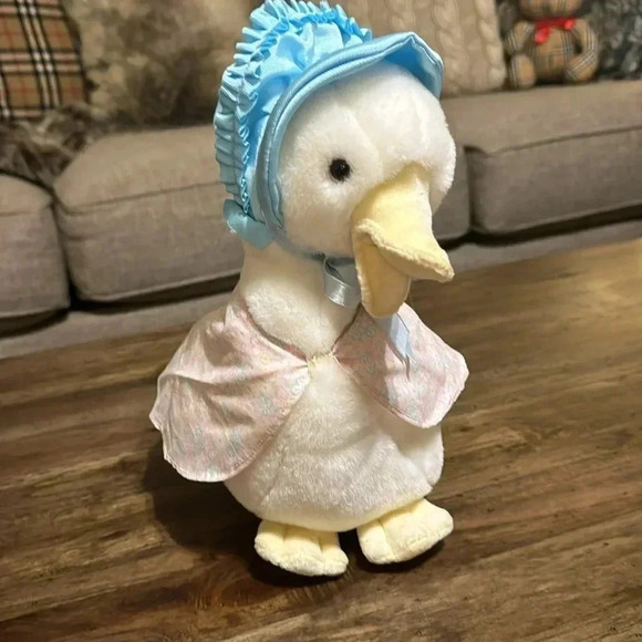 VINTAGE Eden Beatrix Potter Jemima Puddle Duck Plush Stuffed Animal White/Blue - Picture 2 of 16